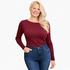 Crew Neck Cotton Sweater | Merlot | Parkhurst
